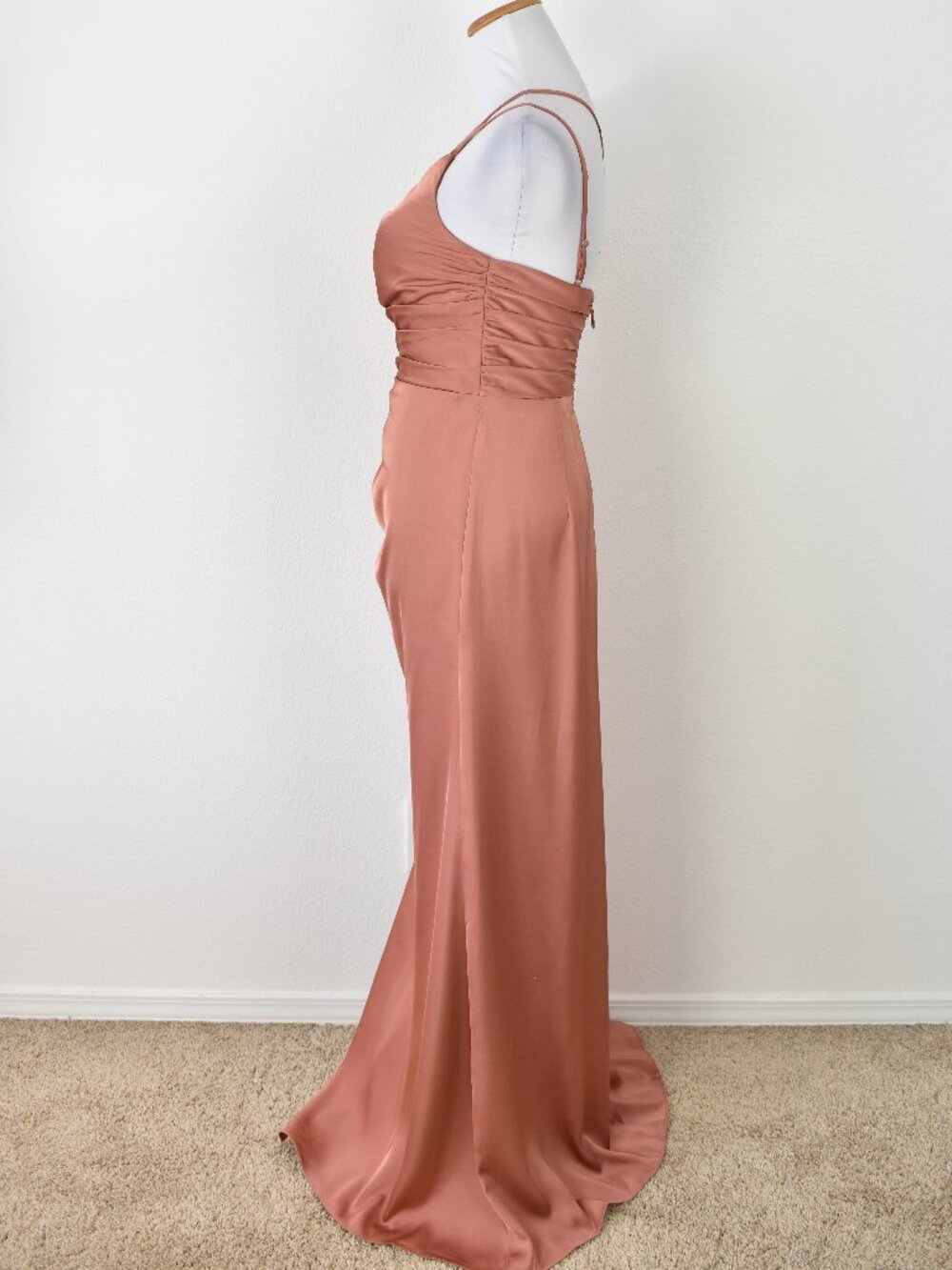 Azazie EREN Cedar Rose Mermaid One Shoulder Stretch Satin Dress NEW - 4 - Picture 4 of 11